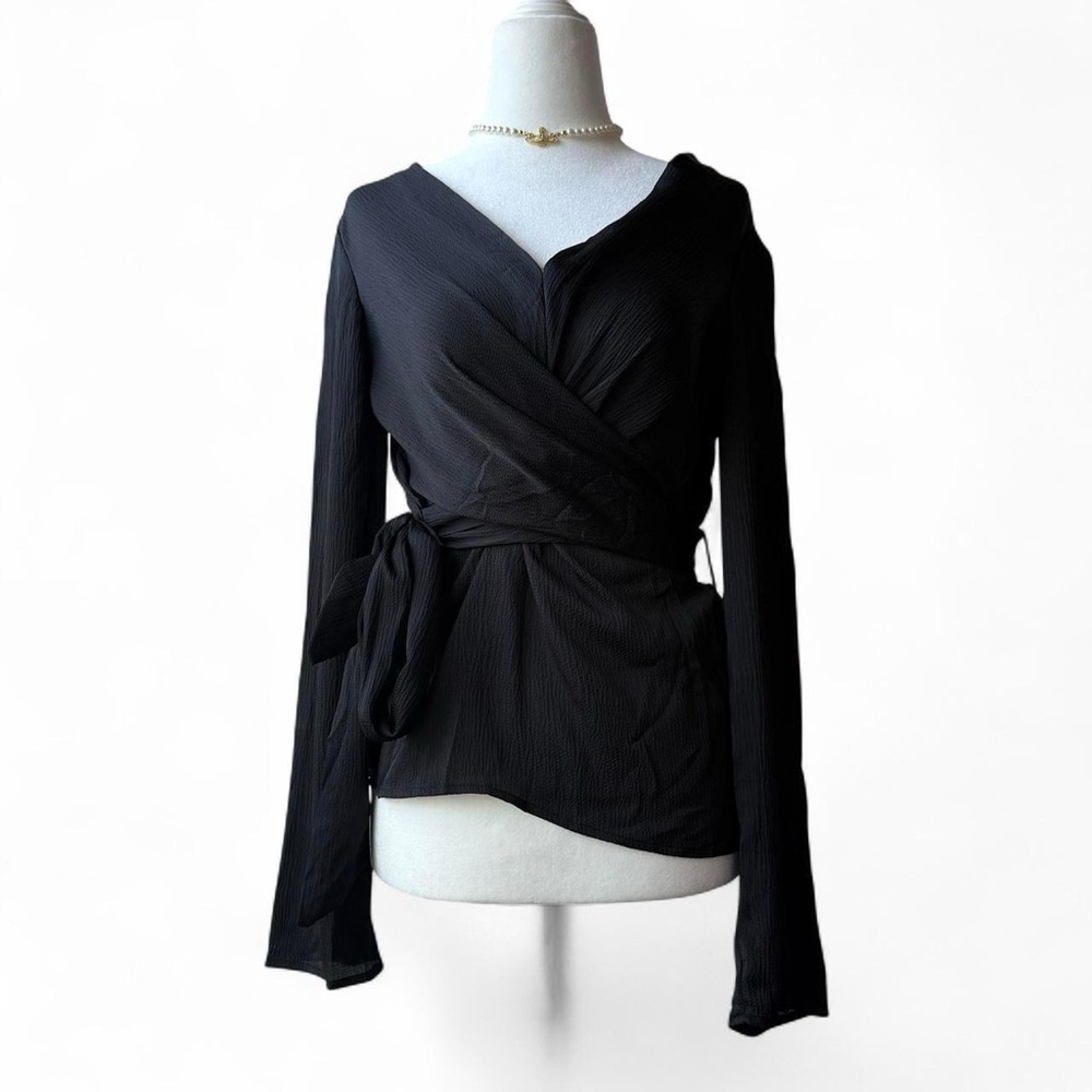Max Studio Black Wrap Blouse